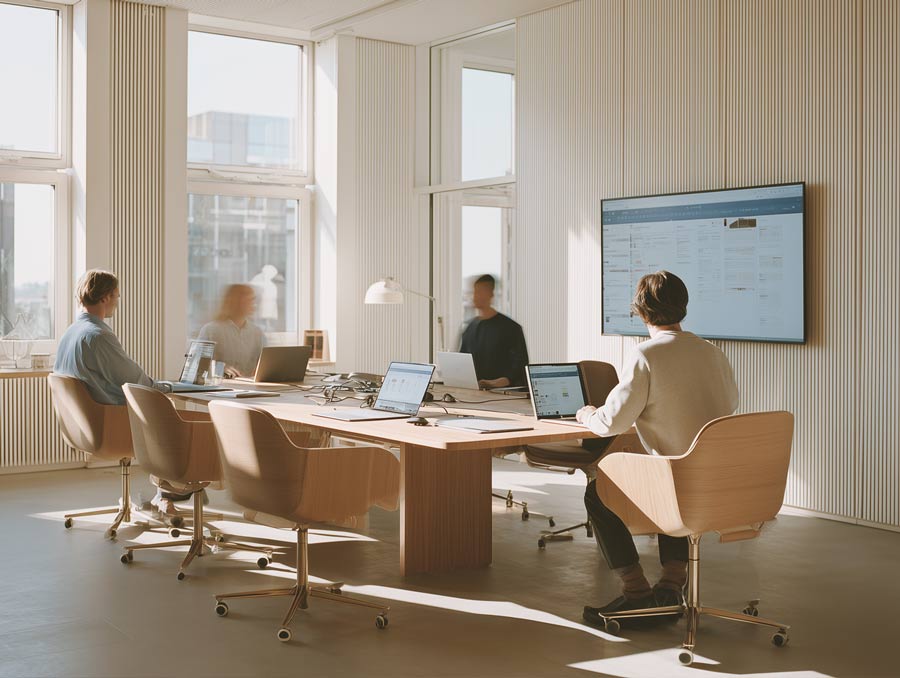 Equipo trabajando en innovación digital